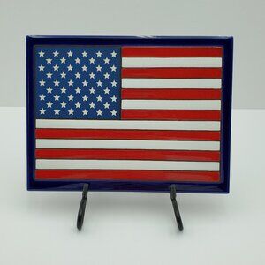 Besheer American Flag Art Tile Patriotic Stars & Stripes Wall Art Trivet